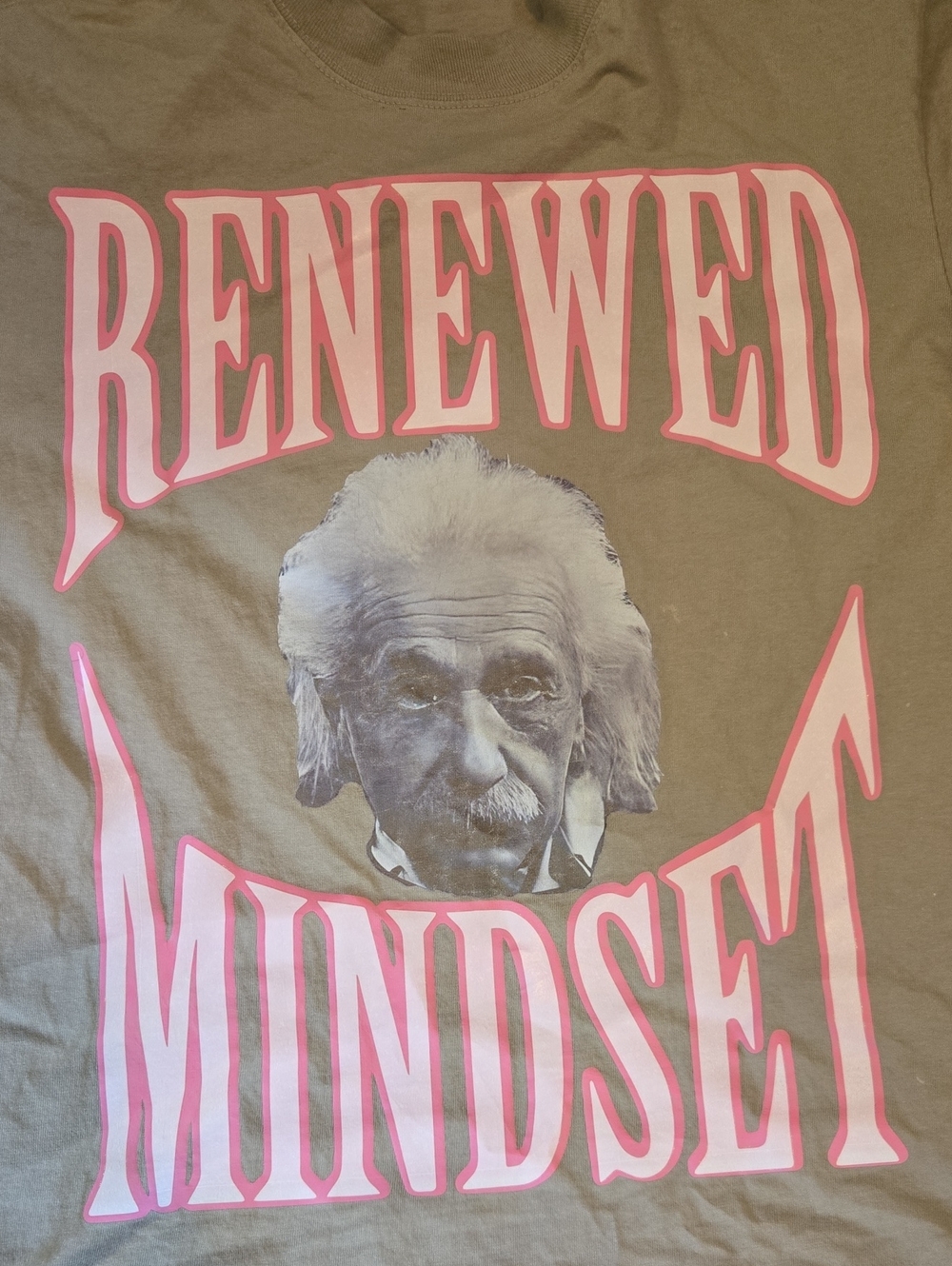 Renewed Mindset Graphic Tee - Pink on Taupe